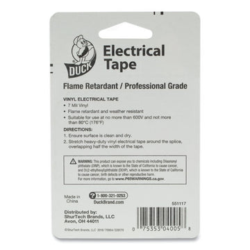 Duck® Pro Electrical Tape, 1" Core, 0.75" X 66 Ft, Black freeshipping - TVN Wholesale